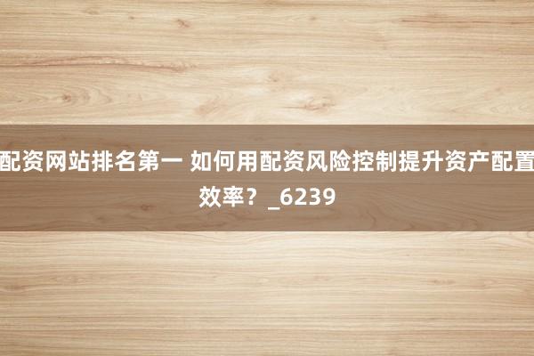 配资网站排名第一 如何用配资风险控制提升资产配置效率？_6239