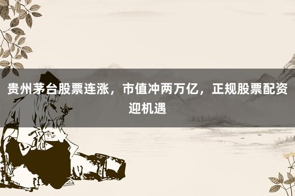 贵州茅台股票连涨，市值冲两万亿，正规股票配资迎机遇