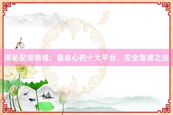 揭秘配资领域：最良心的十大平台，安全靠谱之选