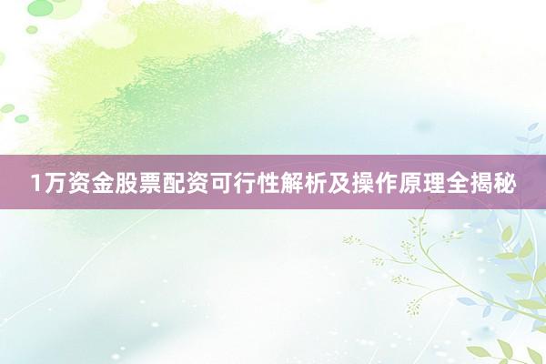 1万资金股票配资可行性解析及操作原理全揭秘