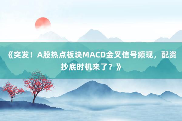《突发！A股热点板块MACD金叉信号频现，配资抄底时机来了？》