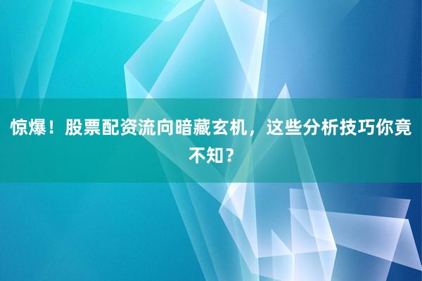 惊爆！股票配资流向暗藏玄机，这些分析技巧你竟不知？