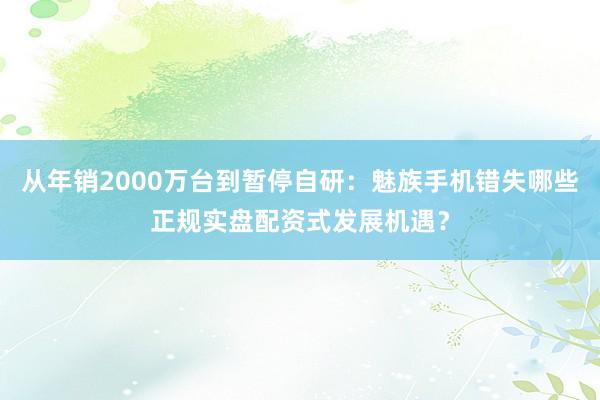 从年销2000万台到暂停自研：魅族手机错失哪些正规实盘配资式发展机遇？