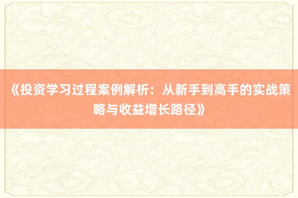《投资学习过程案例解析：从新手到高手的实战策略与收益增长路径》