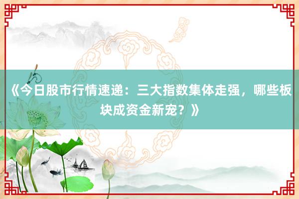 《今日股市行情速递：三大指数集体走强，哪些板块成资金新宠？》