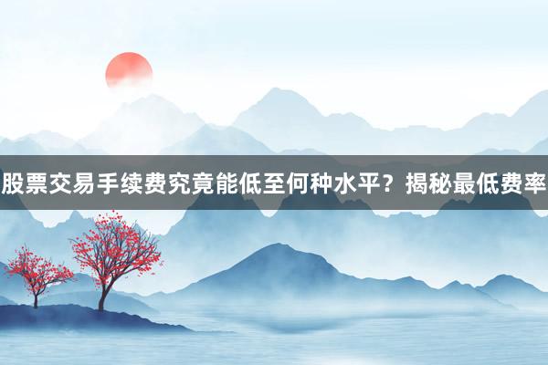 股票交易手续费究竟能低至何种水平？揭秘最低费率