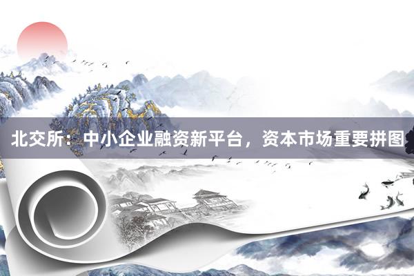 北交所：中小企业融资新平台，资本市场重要拼图